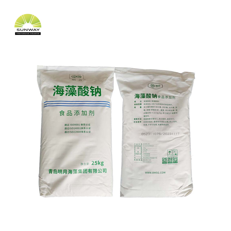 SUNWAY Poudre d'alginate de sodium de haute qualité, bon prix, qualité alimentaire (C6H7O8Na) n CAS 9005-38-3